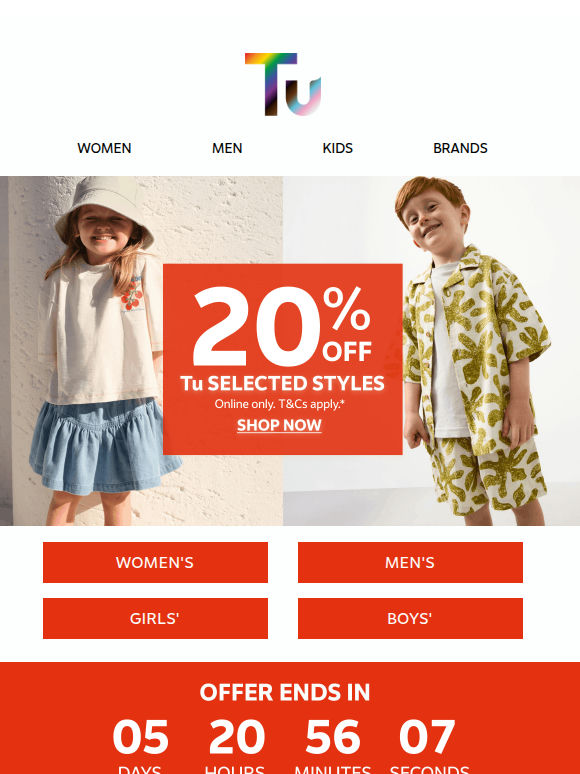 20% off selected styles now on