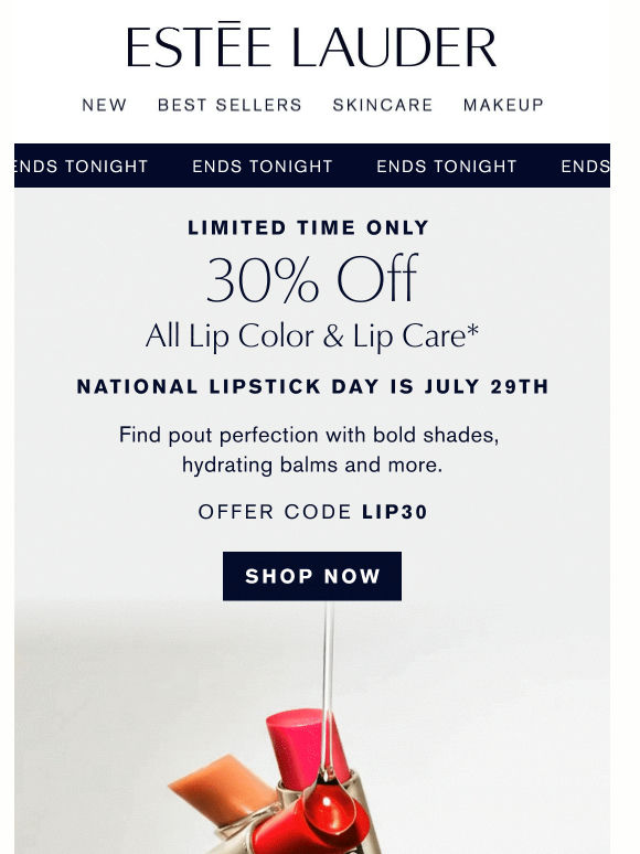Final Hours ⚡ 30% Off Lip Color & Lip Care*