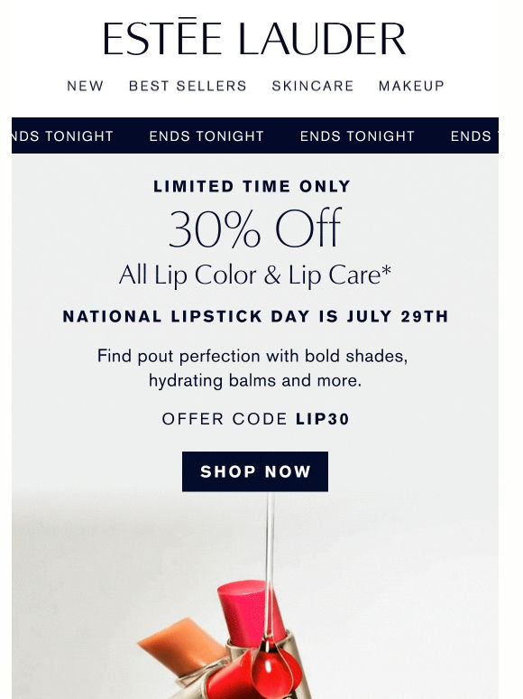 Last Day 📣 30% Off Lip Color & Lip Care*