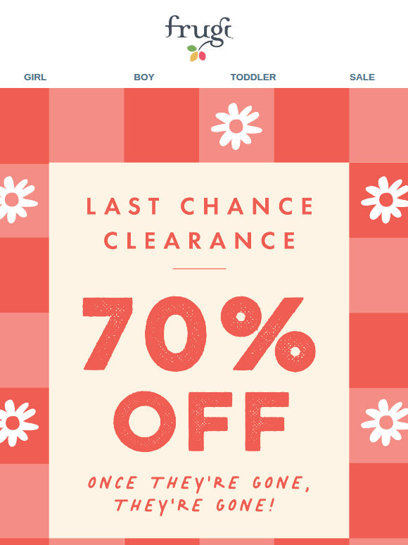 Clearance: 70% off (once they're gone, they're gone!)