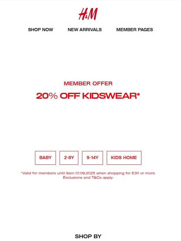 20% off kidswear continues
