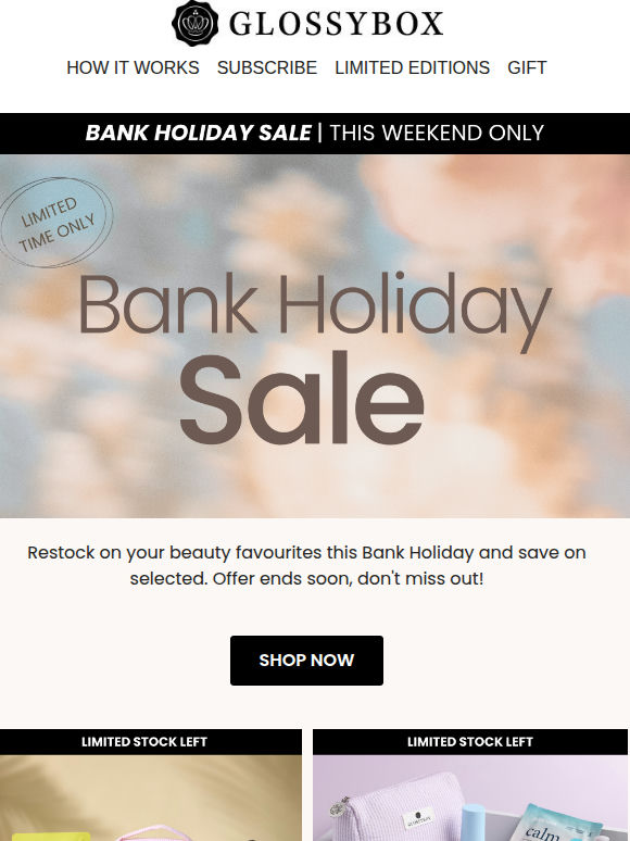 Your Invited to our Bank Holiday Sale