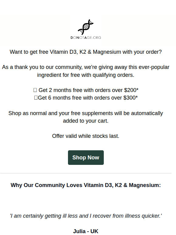 Last Chance: Get Free Vitamin D With Your Order
