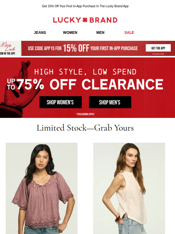 Save Up To 75% Off Last-Chance Styles!