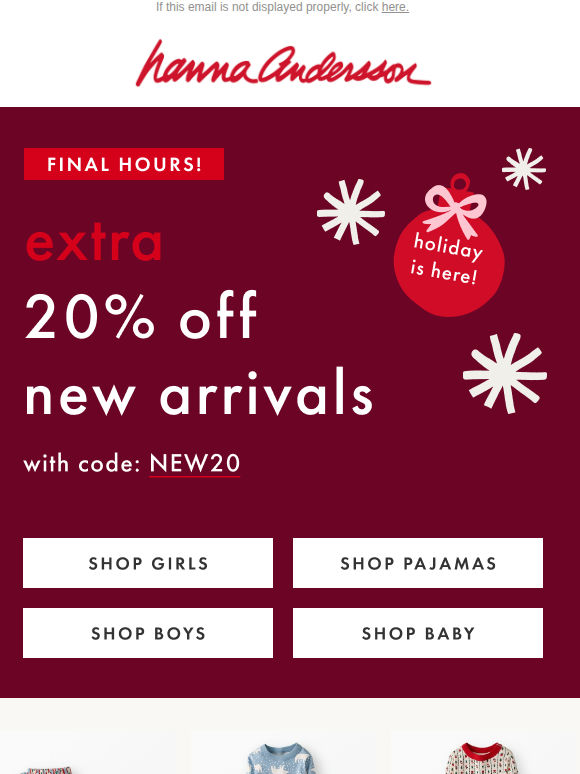 FINAL Hours:  20% Off New + Up To 30% Off PJs ✨