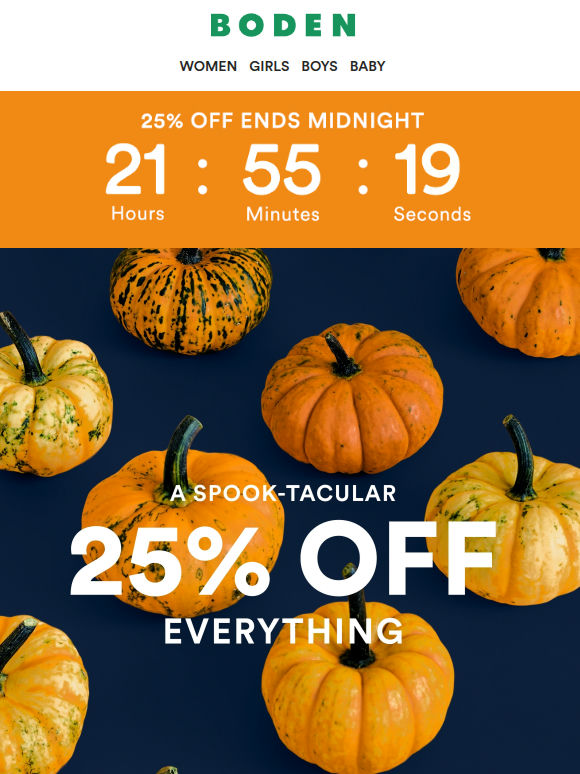 Quick quick: 25% off everything ends midnight