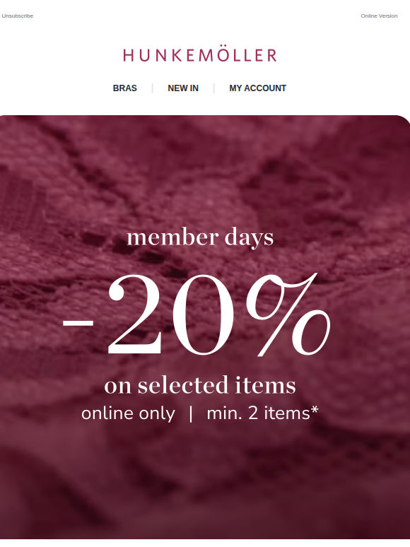 20% off for members. Online only🖤