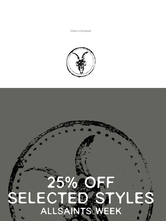 New Styles Added: 25% Off AllSaints Week