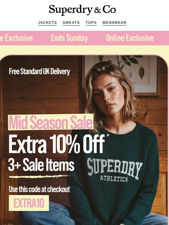 Extra 10% Off 3+ Sale Items & Free Delivery