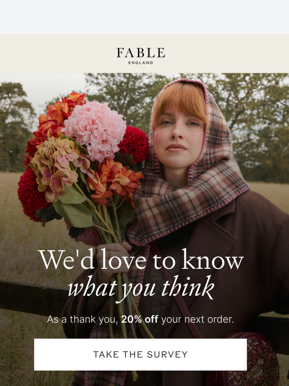 A little reminder: share your thoughts for 20% off