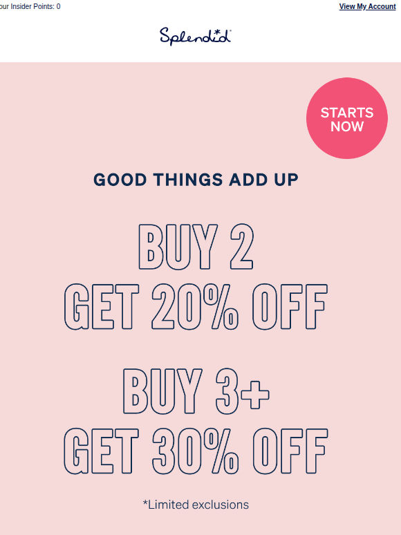 Starts Now: Buy 2→ 20% OFF, Buy 3+ → 30% OFF 