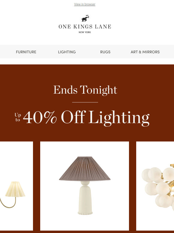 Ends Tonight — Up to 40% Off Lighting