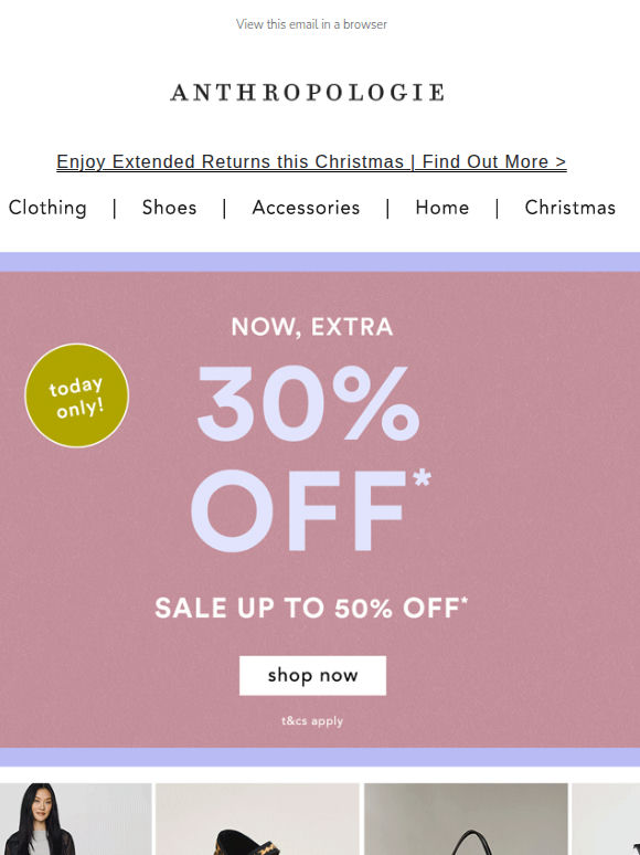 Today Only: Extra 30% OFF SALE