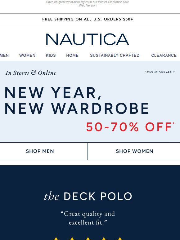 THE 5-STAR DECK POLO + Up to 70% off