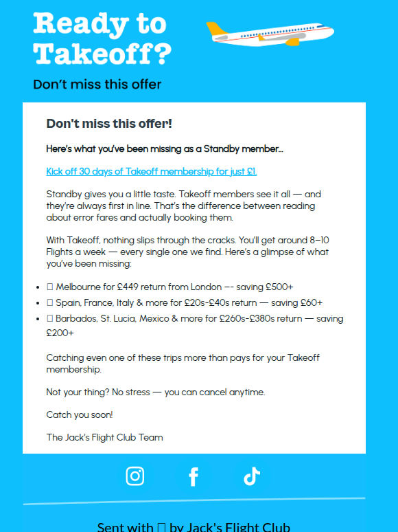 Don’t miss your exclusive Takeoff trial! 