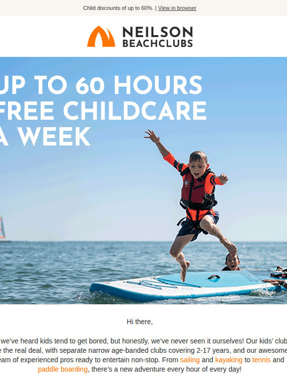 Up to 60 hours free childcare a week