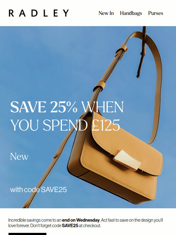 Your 25% saving ends Wednesday