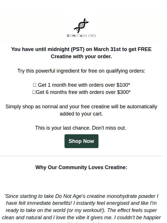 🚨 ENDING TOMORROW: Free Creatine With Your Purchase