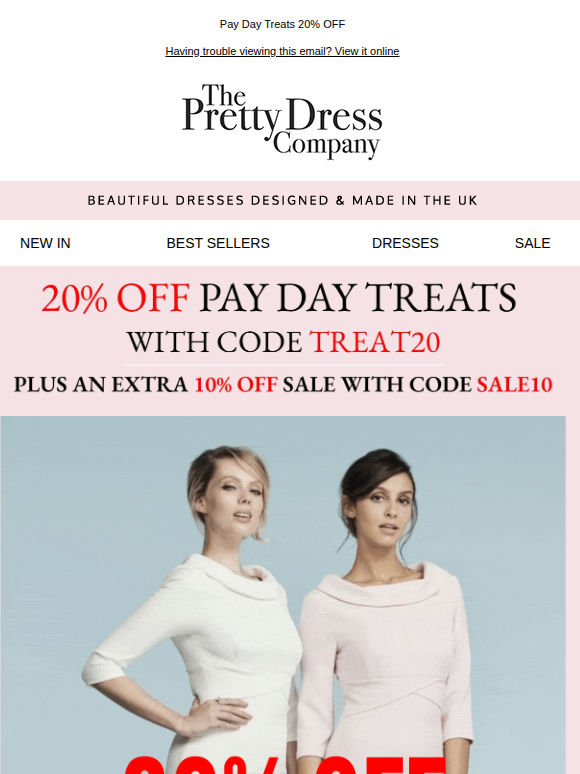 20% Off Pay Day Treats are here, plus an extra 10% Off Sale with code SALE10