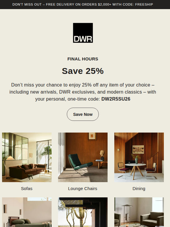 Ends tonight: 25% off one item