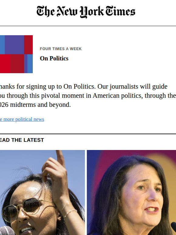 Thanks for signing up to On Politics.