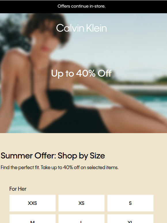 Summer Offer: Shop by Size