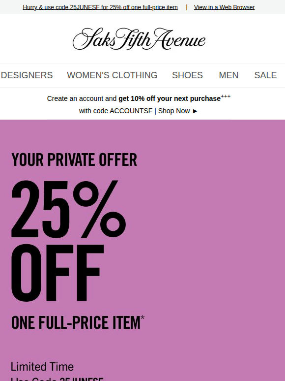 Your private offer ends today: 25% off one item