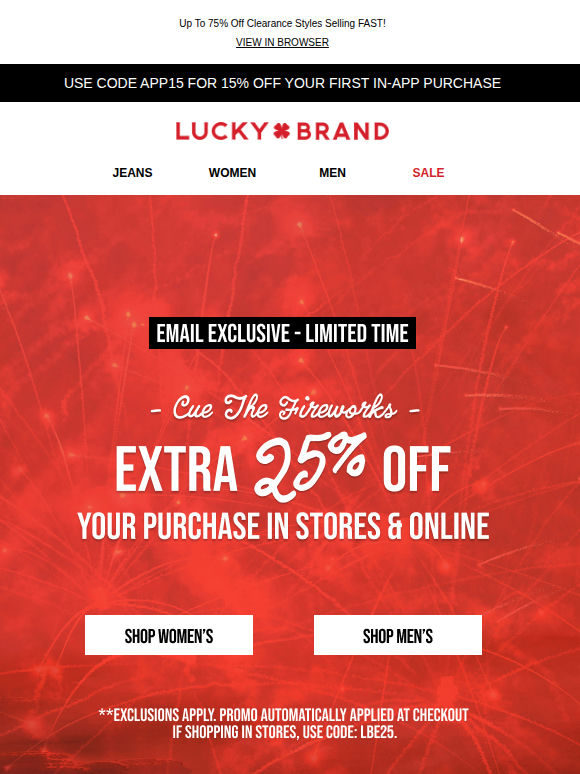 📧 EMAIL EXCLUSIVE! Extra 25% Off