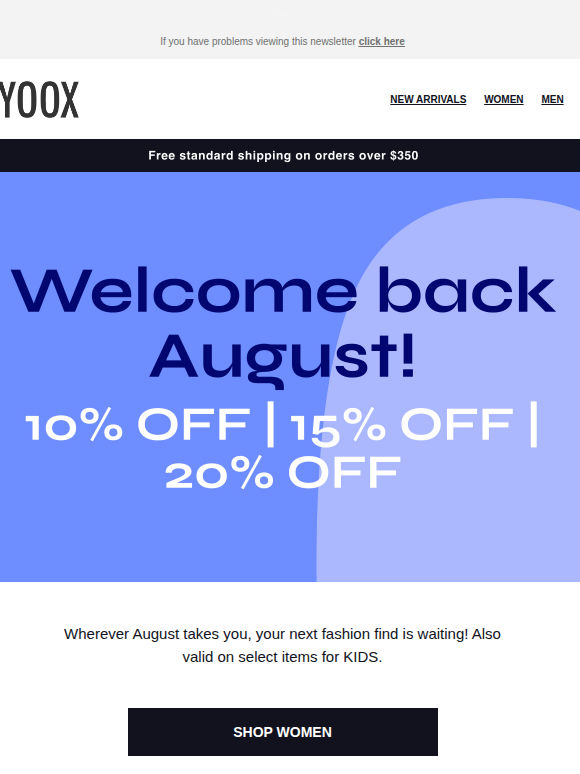 Hello August! 10%, 15%, 20% OFF