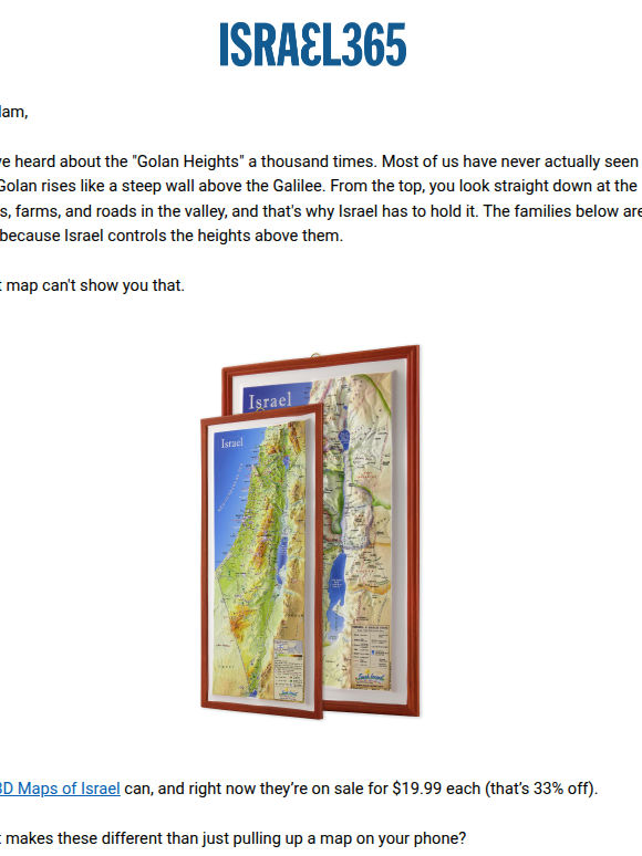 Flash sale: 3D maps of Israel, 33% off