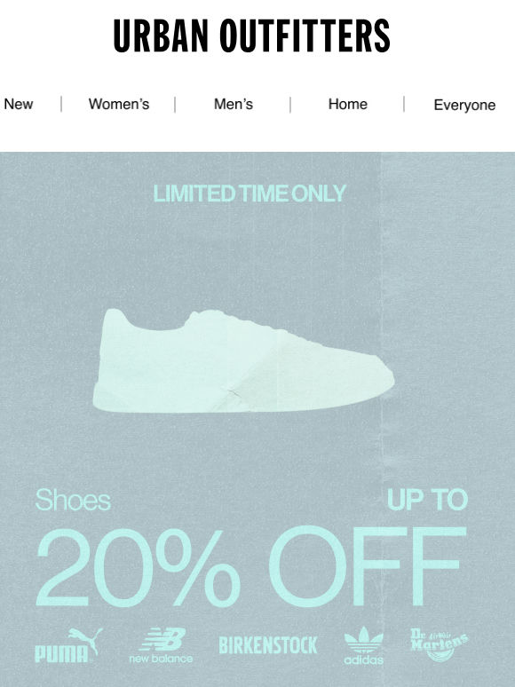 Birkenstock, Dr Martens, New Balance & Puma = UP TO 20% OFF