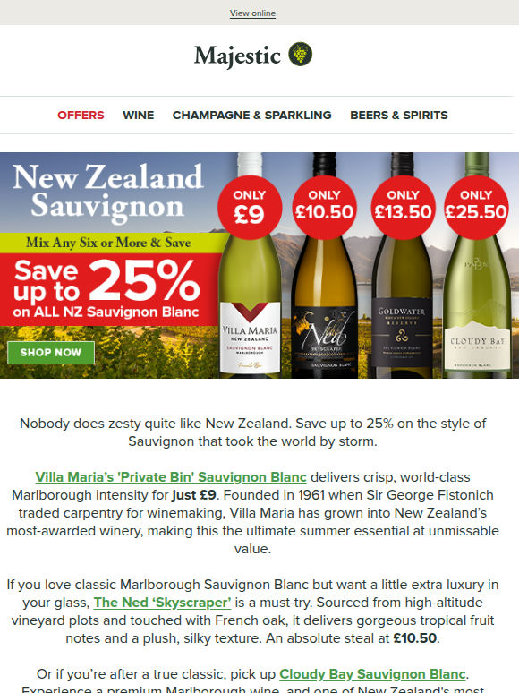 Save up to 25% on NZ Sauvignon Blanc
