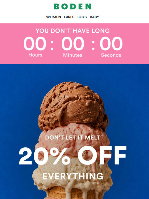 20% off ends TONIGHT