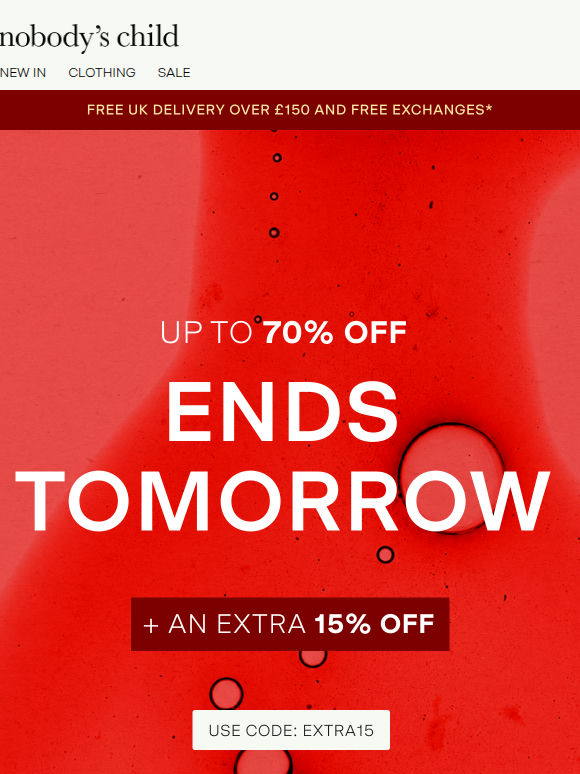 SALE ENDS TOMORROW