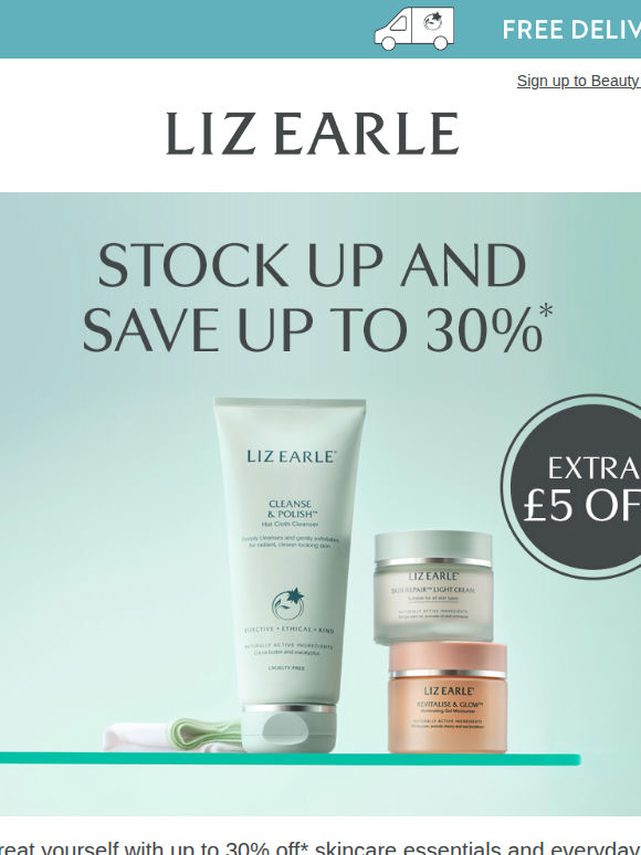 Save up to 30% plus an exclusive extra £5 off