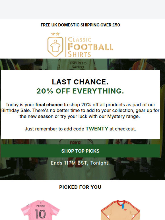 Last Chance for 20% Off Everything! ⏰