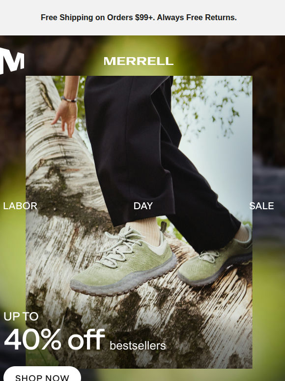 Shop up to 40% off Merrell favorites