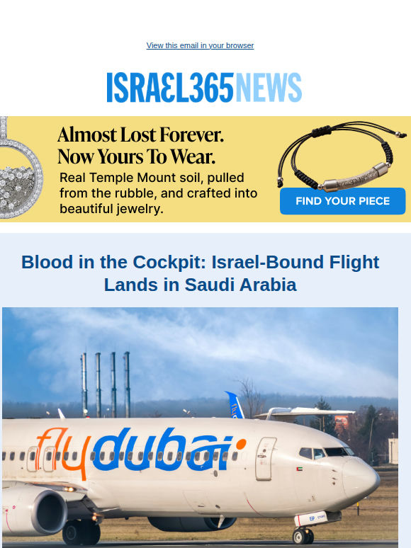 Blood in the Cockpit: Israel-Bound Flight Lands in Saudi Arabia and Today's Top Stories