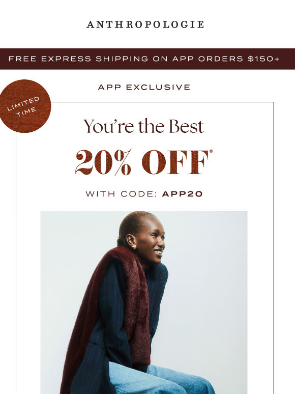 20% off exclusively in the app