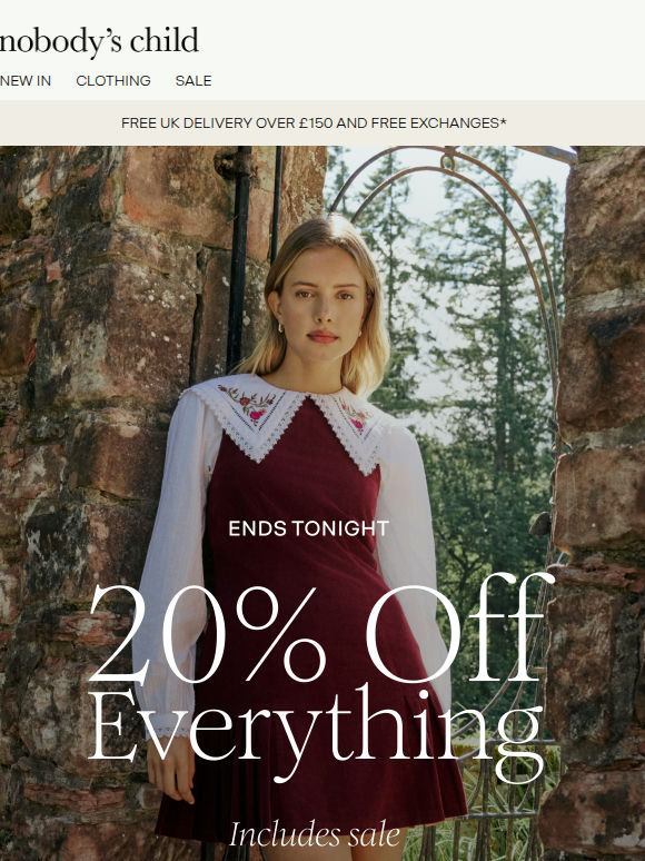 Ends tonight: 20% off everything