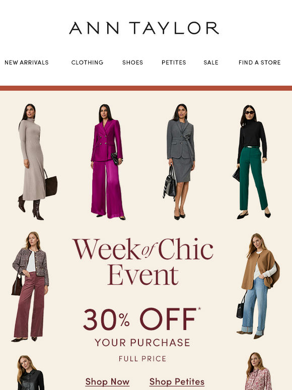 30% Off Your Purchase + $65 Pants
