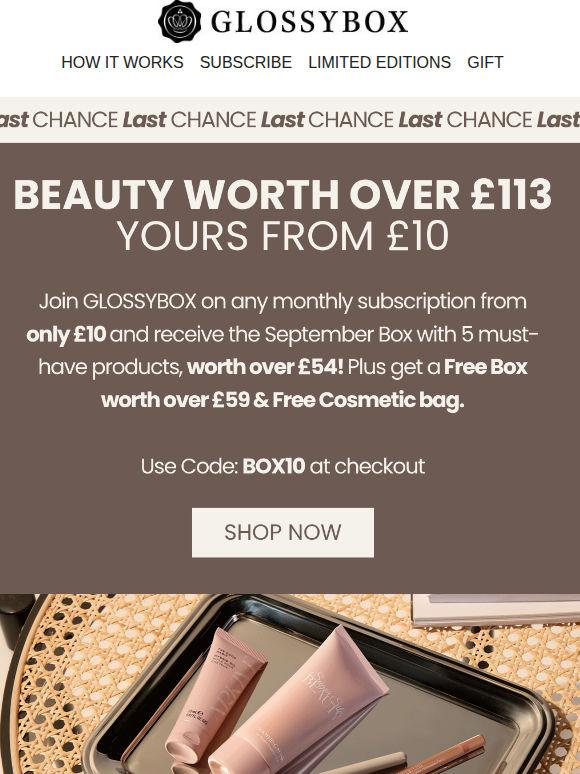 5 Hours Left: £10 First Box + FREE Box