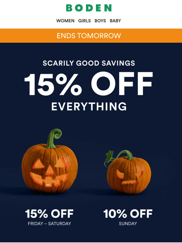 15% off everything ends tomorrow