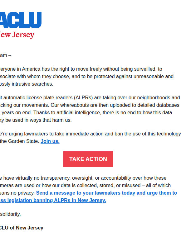 Everyone in America has the right to move freely without being surveilled