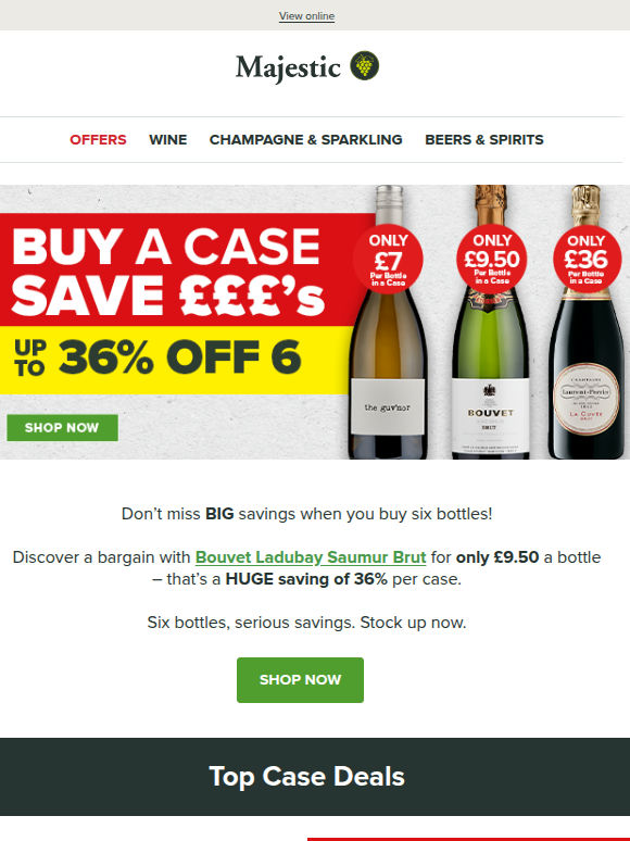Buy 6 & SAVE: Guv’nor White £7, Bouvet £9.50, Laurent-Perrier £36