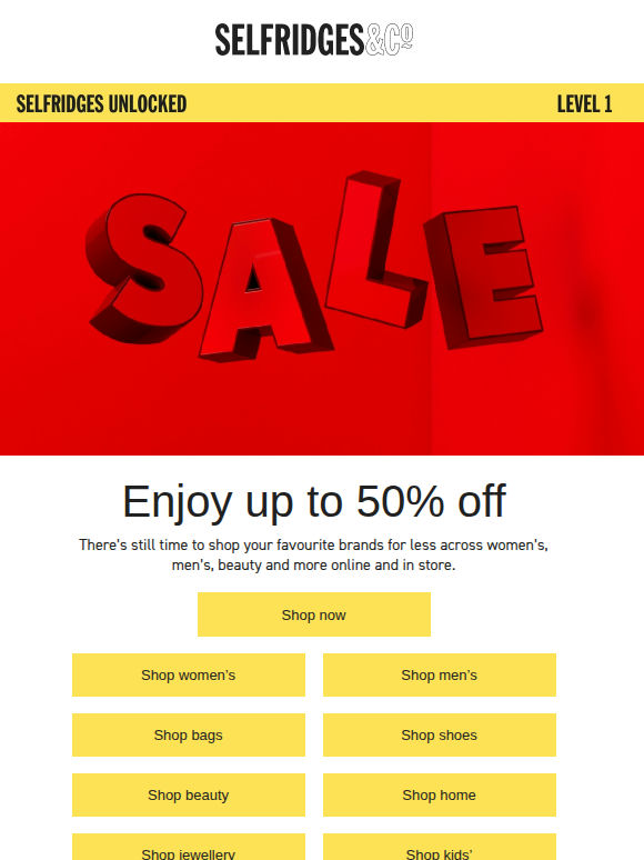 Reminder: up to 50% off