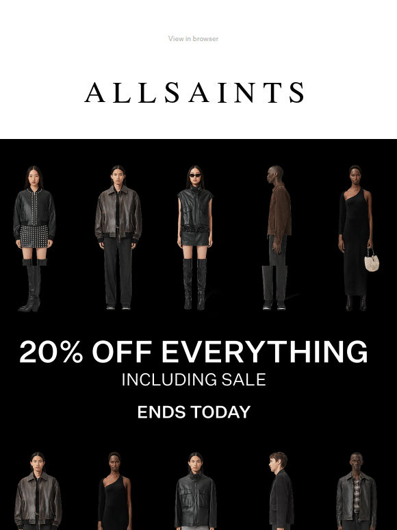 Last Chance – 20% Off Everything