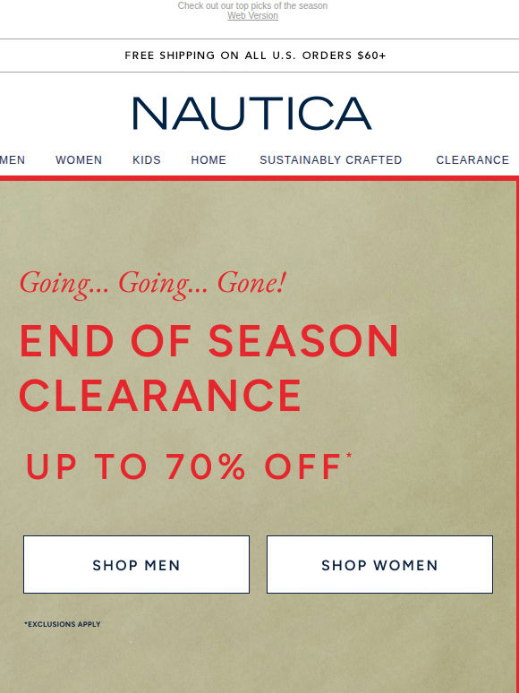 Up to 70% off Clearance styles are going... going... GONE!