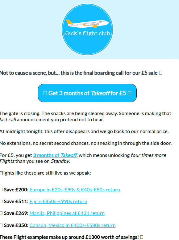 Last call: this £5 deal is boarding now 📢