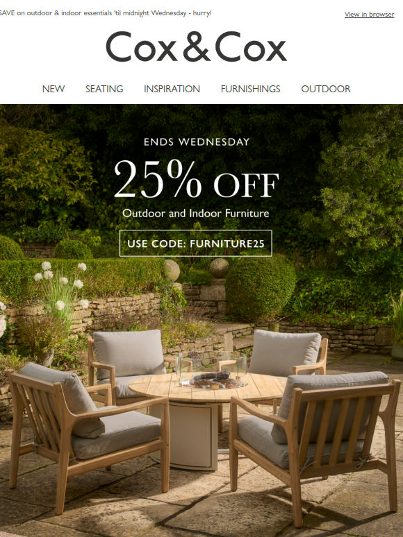 Last chance - 25% OFF all furniture ends tomorrow!